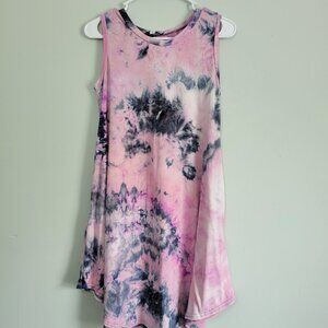 Sweetkie Tie-Dye Dress Women's Large Purple and Blue Knee-Length Sleeveless Tank